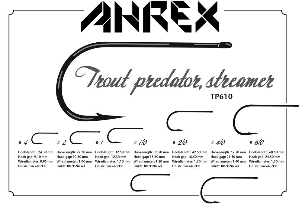 Ahrex Tp610 Trout Predator Streamer #1 Fly Tying Hooks